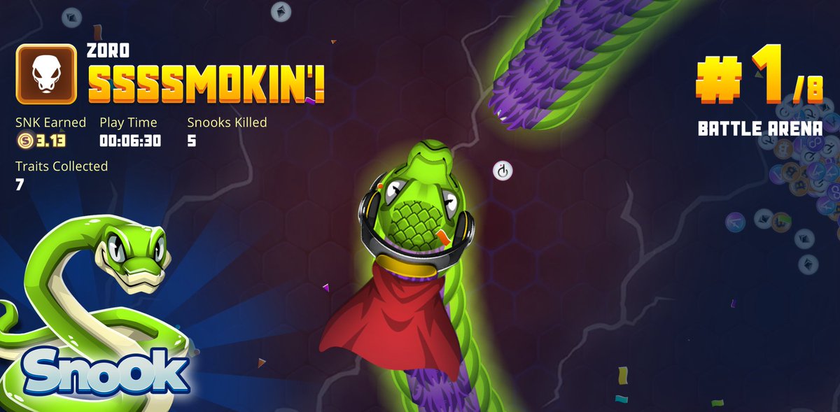 Draken_2003's tweet photo. My legendary snook just killed 5 snooks and ranked #1 in Battle Arena mode! @Playsnook_com and challenge me if you dare. See you on the map! #Snook #SNK #P2E #NFTGaming https://t.co/Vb41DZG4io