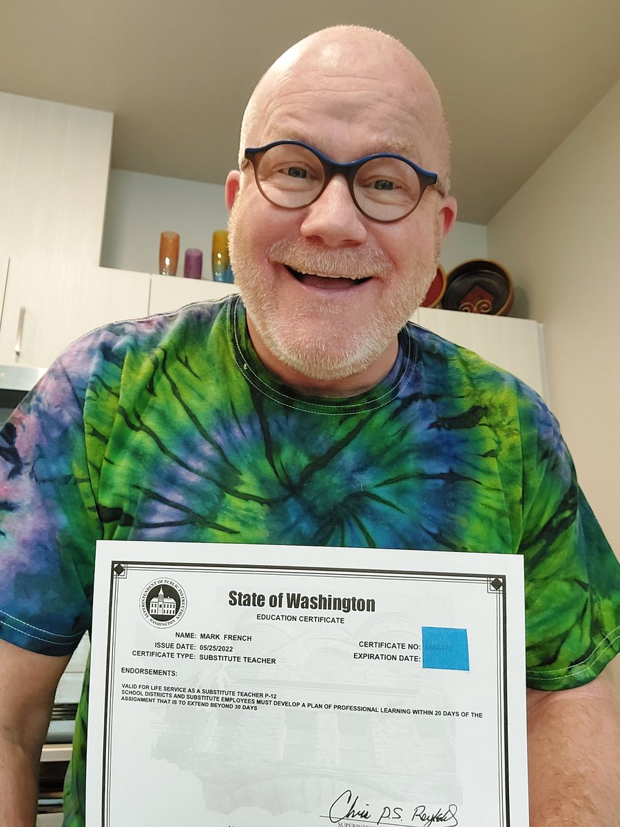 It's official! I have my Washington state substitute teacher license!
