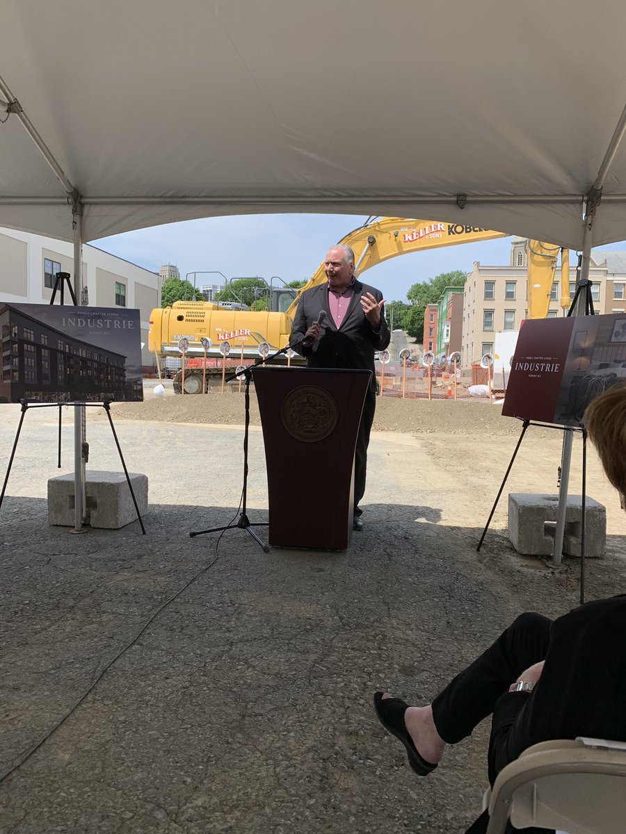 NYSERDA's tweet photo. NYSERDA joined @RosenblumCos, @MayorSheehan, & others @ the groundbreaking for the company’s 1st fully electrified zero emission apt building in Albany, ft. on-site #solar energy & EV charging for residents. The project advances @GovKathyHochul’s 2M #climatefriendlyhomes goal. https://t.co/VWVITKM3iN