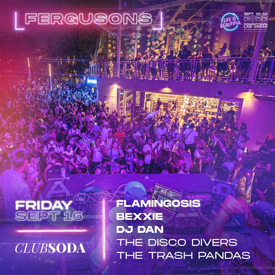 The Trash Pandas (@the_trashpandas) on Twitter photo See you in September <a href="/lifeisbeautiful/">Life is Beautiful</a> 🪩
@clubsodalasvegas takes over @fergusonsdowntown Friday, September 16. Tickets are on sale now: lfe.is/tickets
#LifeisBeautiful2022 See you in September <a href="/lifeisbeautiful/">Life is Beautiful</a> 🪩
@clubsodalasvegas takes over @fergusonsdowntown Friday, September 16. Tickets are on sale now: lfe.is/tickets
#LifeisBeautiful2022