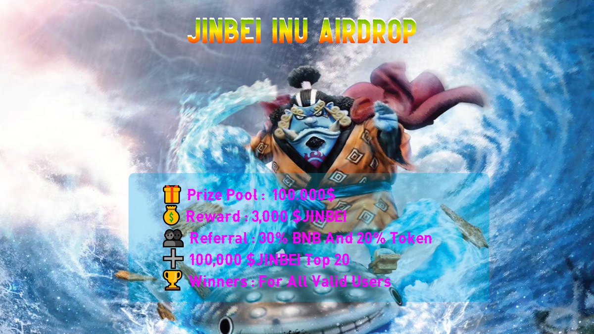 🔥 JINBEI INU AIRDROP (JINBEI)
⭐️⭐️⭐️⭐️
🎁 Prize Pool: + 100.000$
💰 Reward: 3000 $JINBEI
👥 Referral: 30% BNB and 20% token
➕ 100, 000 $JINBEIL top 20
🏆 Winners: for all valid users

🔗 Airdrop Link: @Jinbeiinu_Airdrop_Bot