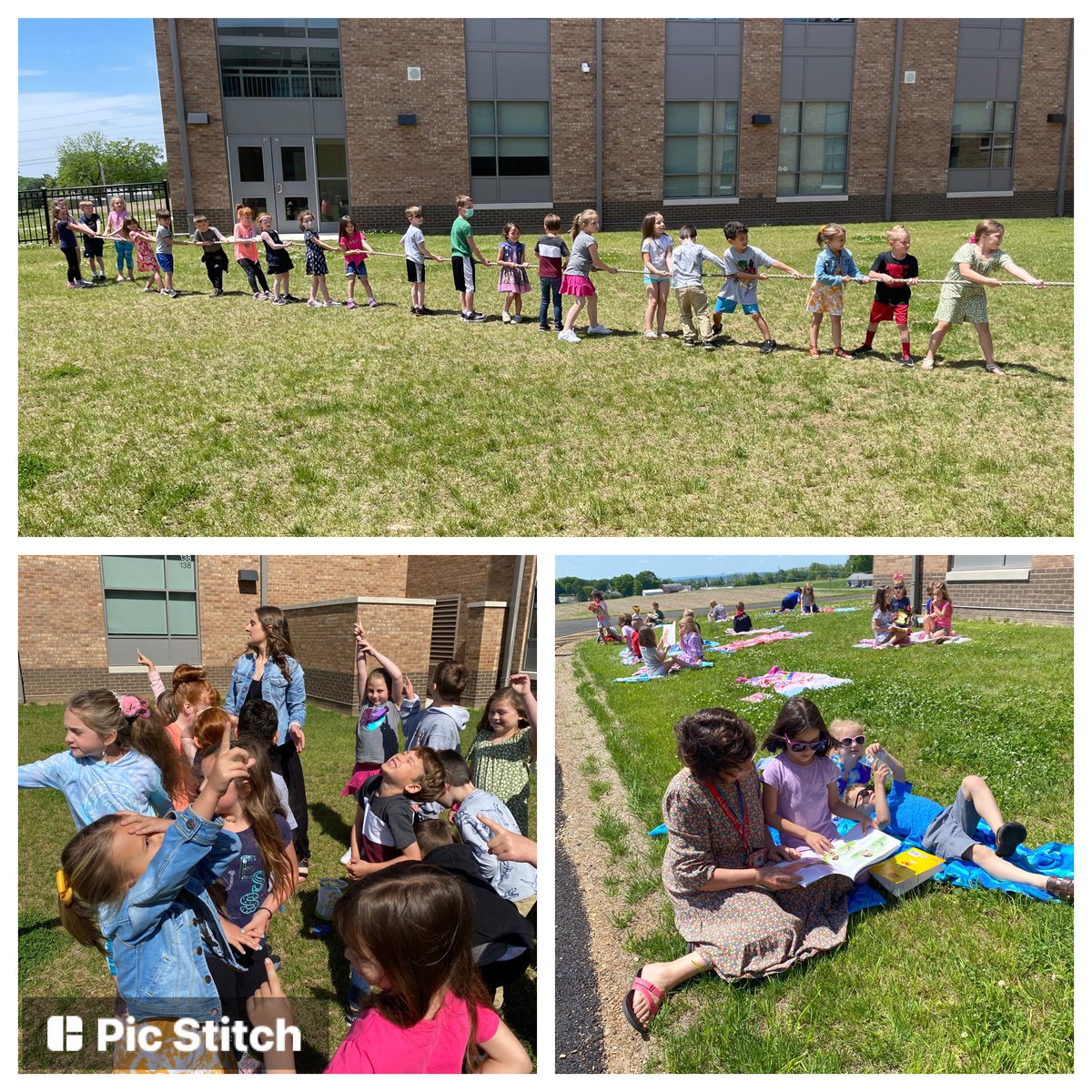 Kindergarten is living their best life! 🙂 Kona Ice Treat, Fun Days, Reading in the Sushine, Butterfly Release, and Courtyard Fun!