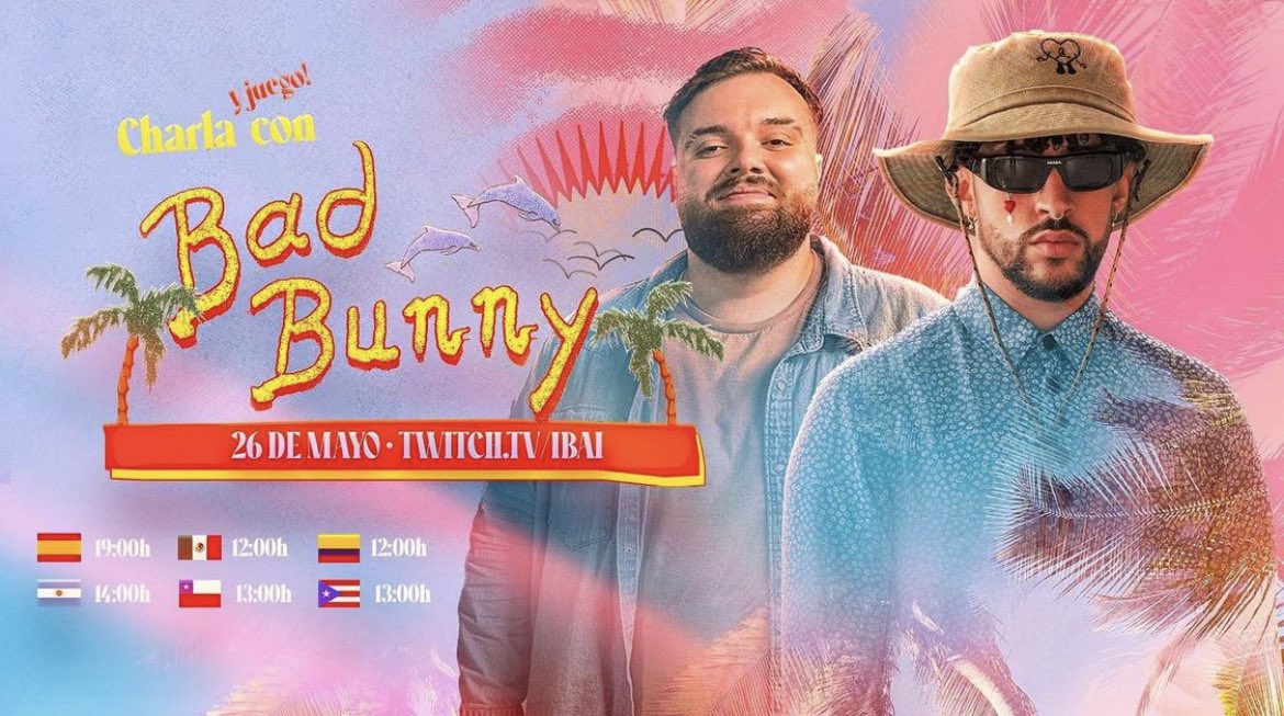 trap2day's tweet photo. @IbaiLlanos estará junto a @sanbenito en su Twitch desde las 13 hrs de Chile🐻🐰. https://t.co/sVnQZV3AfO #ibai #BadBunny #twitch https://t.co/QnqDNlm8Qa