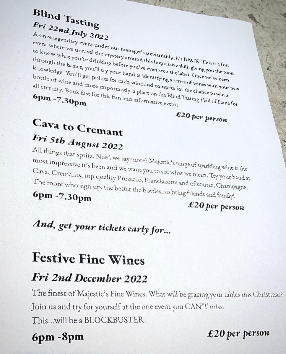 majestichud's tweet photo. Boy are we excited to be posting our new tasting events calendar. The first in 2.5 years! #winetastings #winemasterclass #discoveryevents #blindtasting https://t.co/7keRLhgqcK