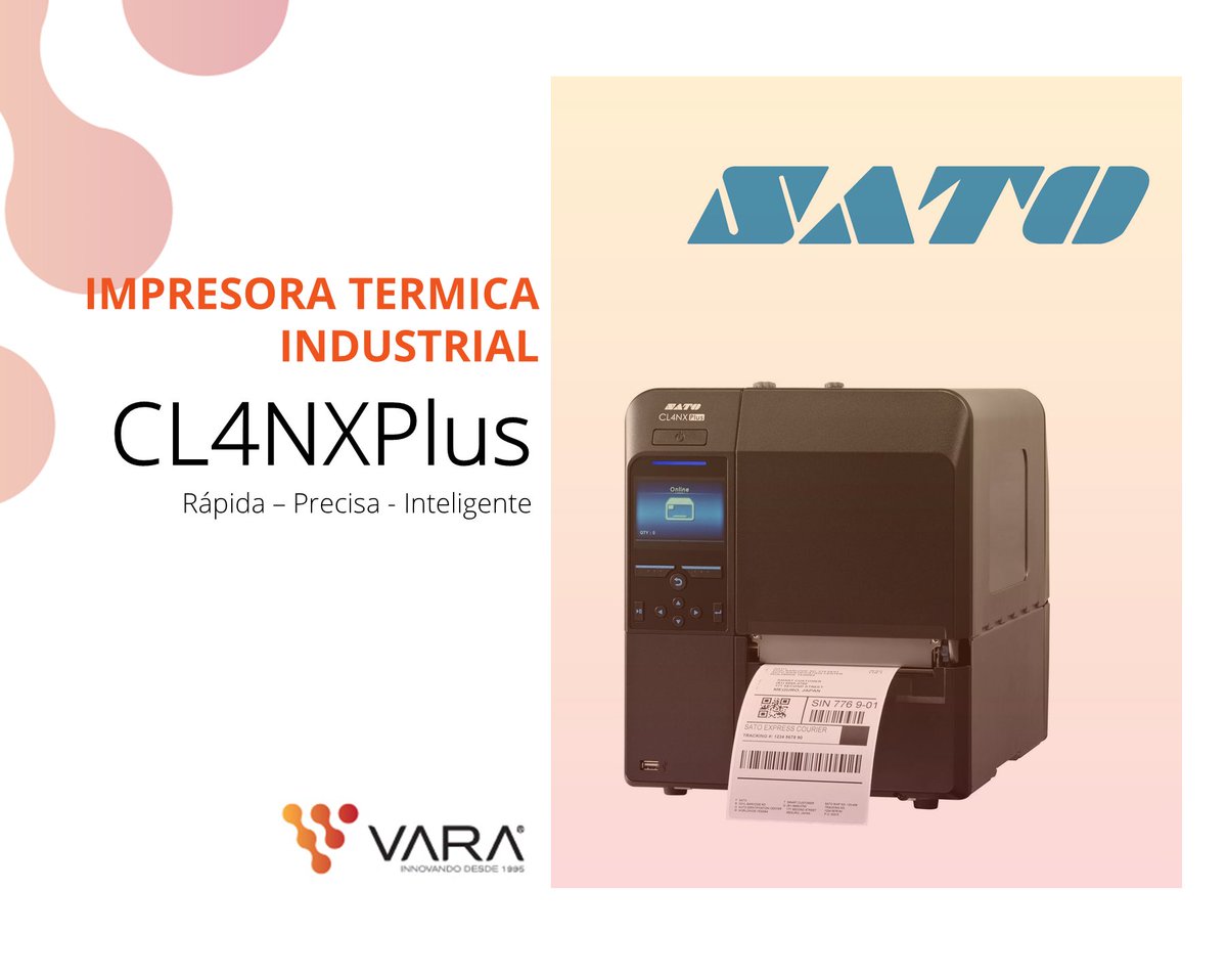 varagrouprd's tweet photo. Ventajas de la impresora SATO CL4NXPlus: Impresión de alta precisión-Velocidad 14 ips-30% más cinta &amp; 80% más capacidad de etiquetas-RFID-Carcasa metálica-LCD a color con videos-Emulaciones pre-instaladas

#Sato #CL4XPlus #Varagroup #ThermalPrinter #Barcode #Speed #RFID #Labels https://t.co/NdwKPA9ocz