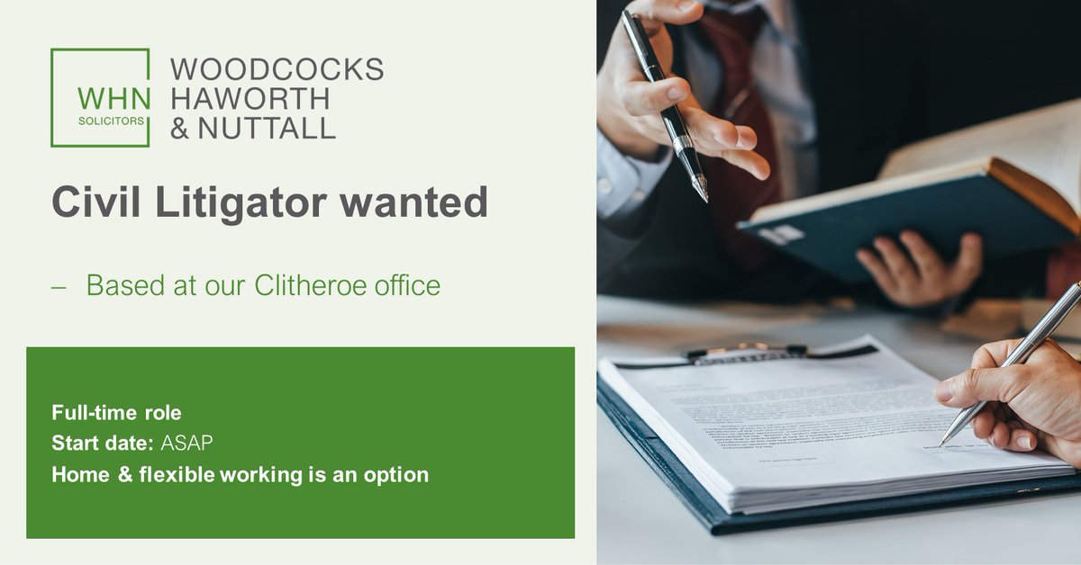 WHNSolicitors's tweet photo. 💡 We’re on the hunt for an experienced #CivilLitigator with 1-3 years' post-qualification experience to help our clients on matters including residential landlord &amp; tenant issues, boundary disputes, employment &amp; consumer law

Discover more &amp; apply here 👇
https://t.co/EUsNlGloWc https://t.co/z6G3qgsXTa
