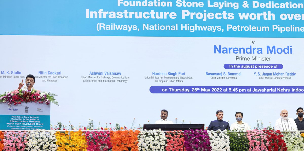 mkstalin's tweet photo. I thank our Hon'ble PM Thiru @narendramodi who laid the foundation stone and inaugurated several development initiatives to propel the growth of Tamil Nadu.

I am very hopeful that the demands I placed on behalf of the people of Tamil Nadu will be met. https://t.co/IMEAVo7Mcl