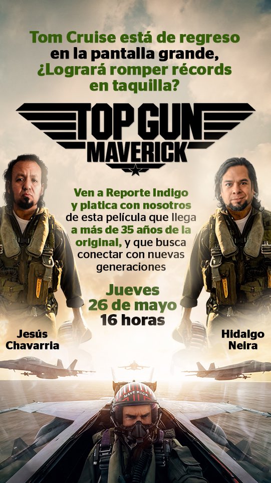 jchavarria_cine's tweet image. Y cómo cada semana, hoy tenemos #celuloide! Con @Zauberkunstler analizaremos la recién estrenada #TopGunMaverick que trae @ParamountPlusLA. Nos vemos a las 16 hrs. por los distintos espacio de @Reporte_Indigo!