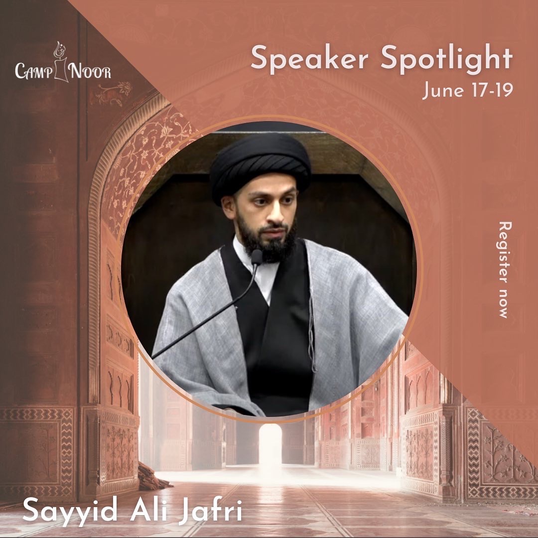 campnoor1's tweet photo. **Speaker Spotlight**
Salaams everyone! We are excited to reveal our second speaker for Camp Noor 2022. We are blessed to have Sayyid Ali Jafri enlighten us all in a month’s time! Stay tuned. 

Please register!! 
EARLY BIRD REGISTRATION DEADLINE: FIRST WEEK OF JUNE https://t.co/FIL2NyOrnk