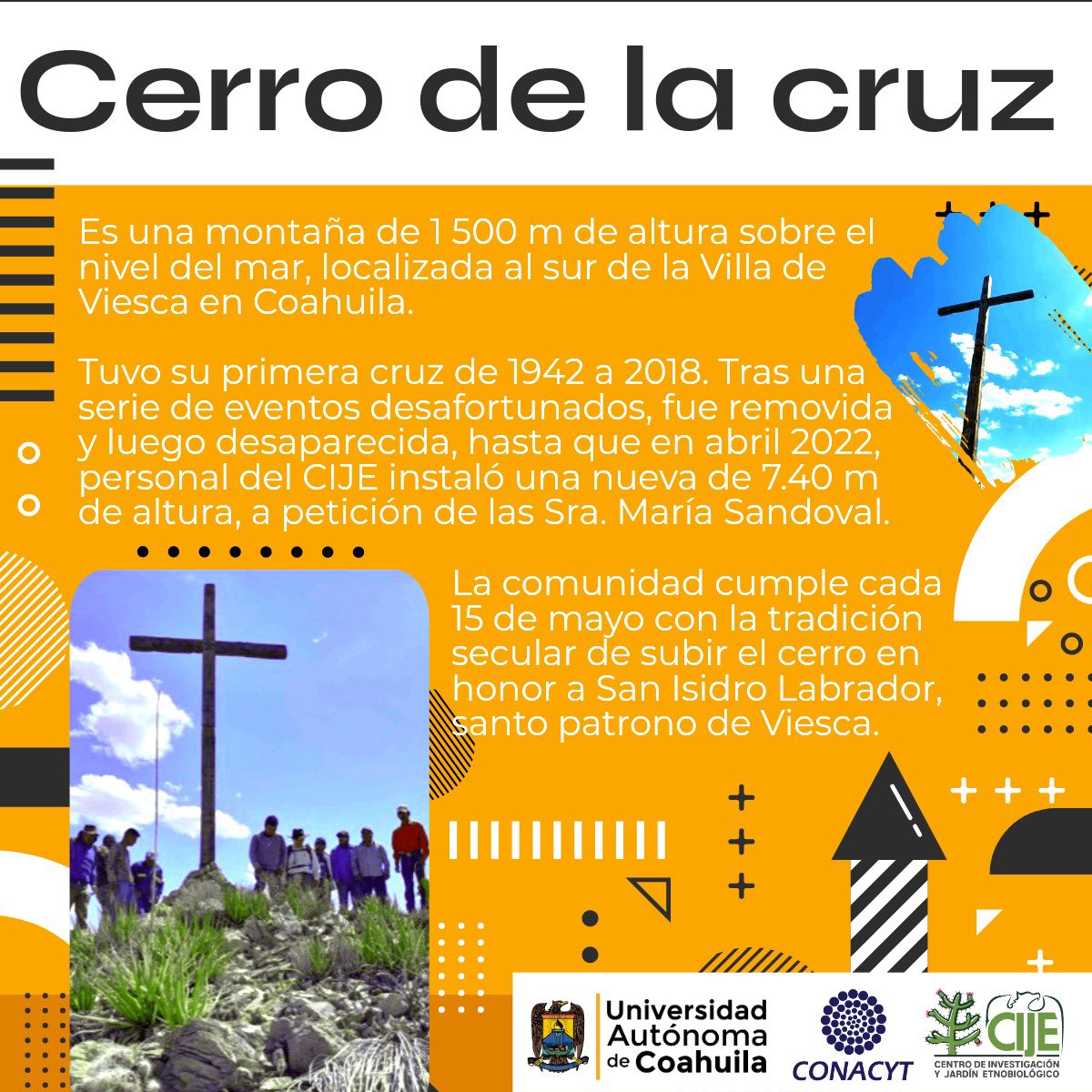 Cerro de la Cruz en #ViescaCoahuila el lugar ideal para senderear y poder ver el pueblo completo desde lo más alto. #CIJE #UAdeC