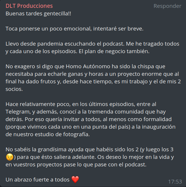 Tenemos a <a href="/CesarBritoGlez/">César Brito</a> llorando por esta movida. Si cuando decimos que la comunidad que hay aquí es pequeñita pero valiosa... (Extraído de nuestro Telegram) ¡Bienvenidos <a href="/DltProducciones/">DLT Producciones</a> y gracias mil!
