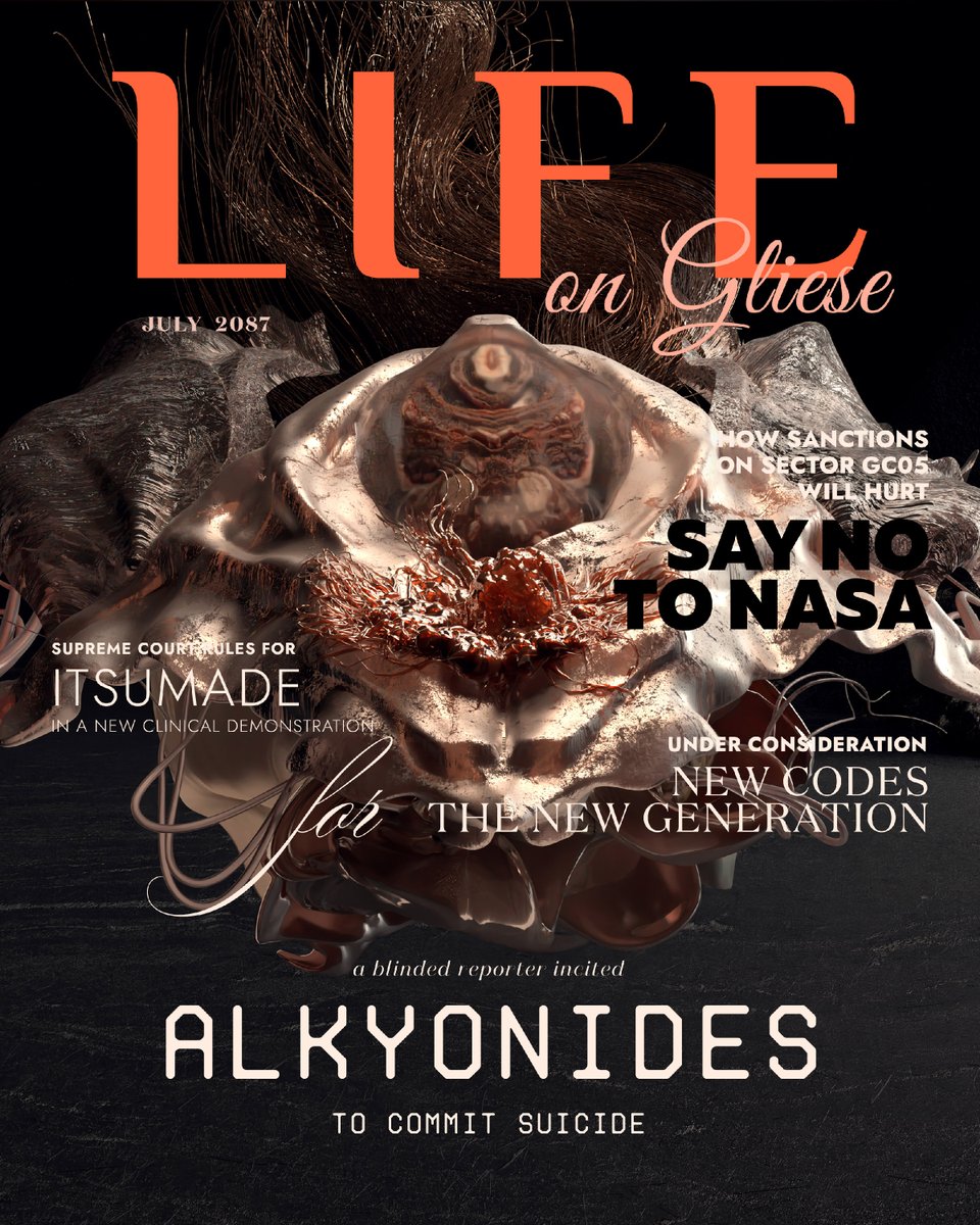 NINENORTHacc's tweet photo. Life on Gliese Magazine Cover
July 2087.
.
https://t.co/8CAkHW9ECQ
https://t.co/ytBKsx1UYm
.
.
#artwork #NFT #digitalart #magazine https://t.co/XWSVvMiJky