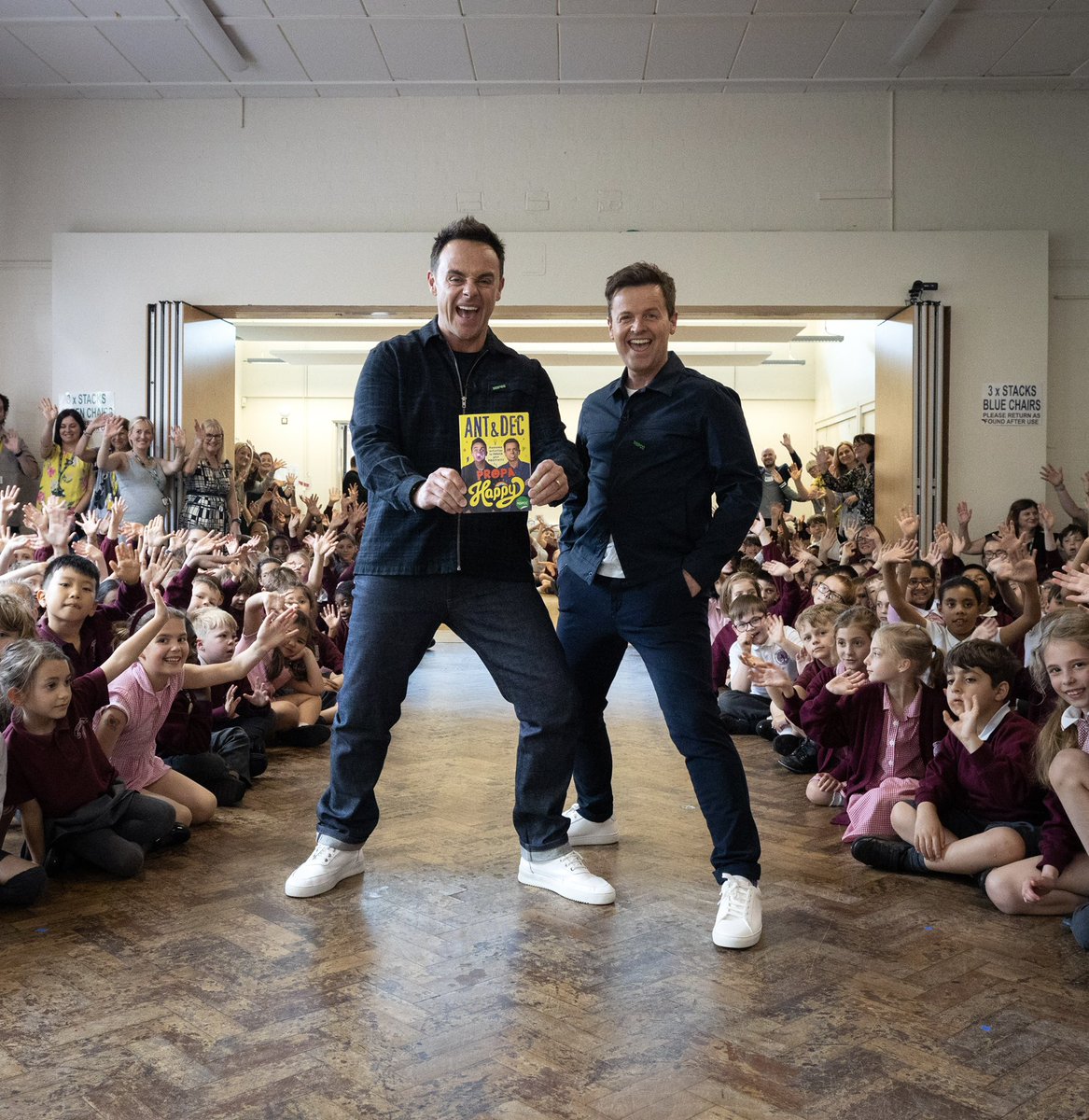 antanddec's tweet photo. #PropaHappy is out today🎉 Such a brilliant afternoon celebrating with your #PassThePositivity messages at the virtual event 🙌 Illustrated by Katie Abey #PropaHappy is a fun-filled guide to feeling good for kids aged 7+, raising vital funds for @NSPCC ahead of #ChildhoodDay https://t.co/lX1DuoJaJY