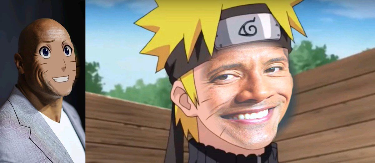Rudyl267's tweet photo. Switched Dwayne (The Rock) Johnson's face with naruto's, what do you think? https://t.co/jR0ol1MMZX