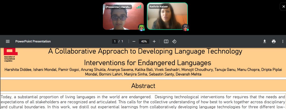 kalikabali's tweet image. Thank-you to everyone who came to our poster today presented by @ihsrahedid
Come to the ComputEL Special Session tomorrow (27th May) at 1:30 pm local Dublin time to hear more about this &amp;amp; other experiences of practitioners working with #EndangeredLanguage communities
#ACL2022