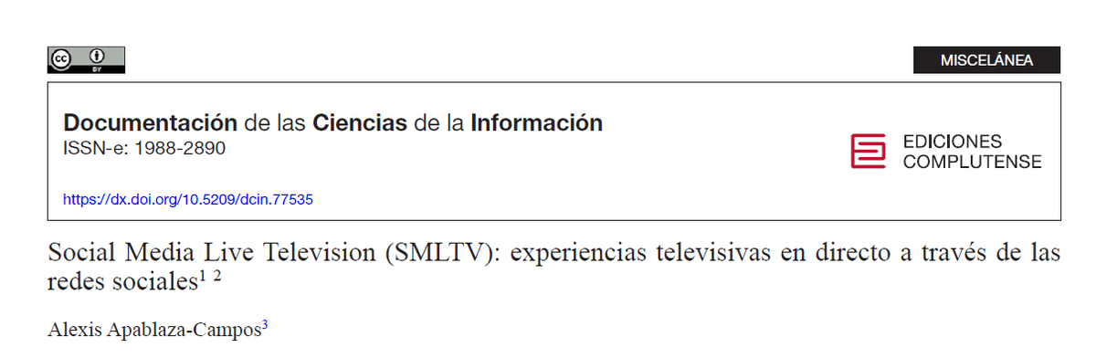 boleteador's tweet photo. Muchísimas al @OCMDigiDoc por su reseña del artículo "Social Media Live Television #SMLTV: experiencias televisivas en directo a través de las redes sociales" publicado en @Revista_DCIN gracias a un proyecto de investigación financiado por @UNIACC 👇
https://t.co/xItfSLr4ow https://t.co/rFVxkFkJDY