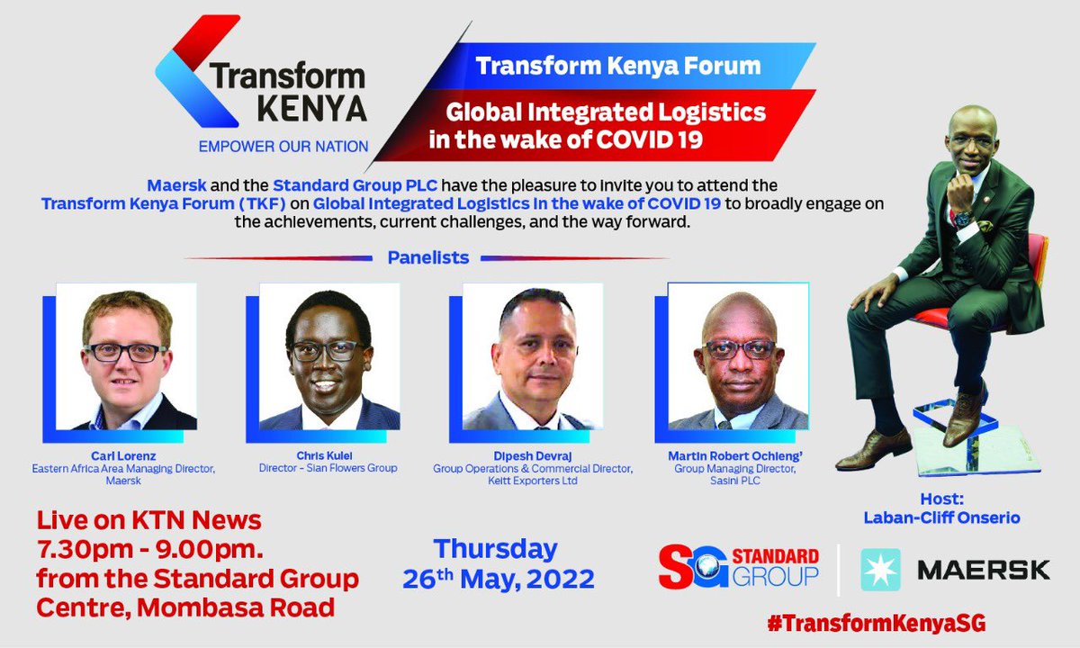 Happening now! Live on KTN News, a conversation on Global Integrated Logistics. You don’t want to miss out.
#TransformKenyaSG