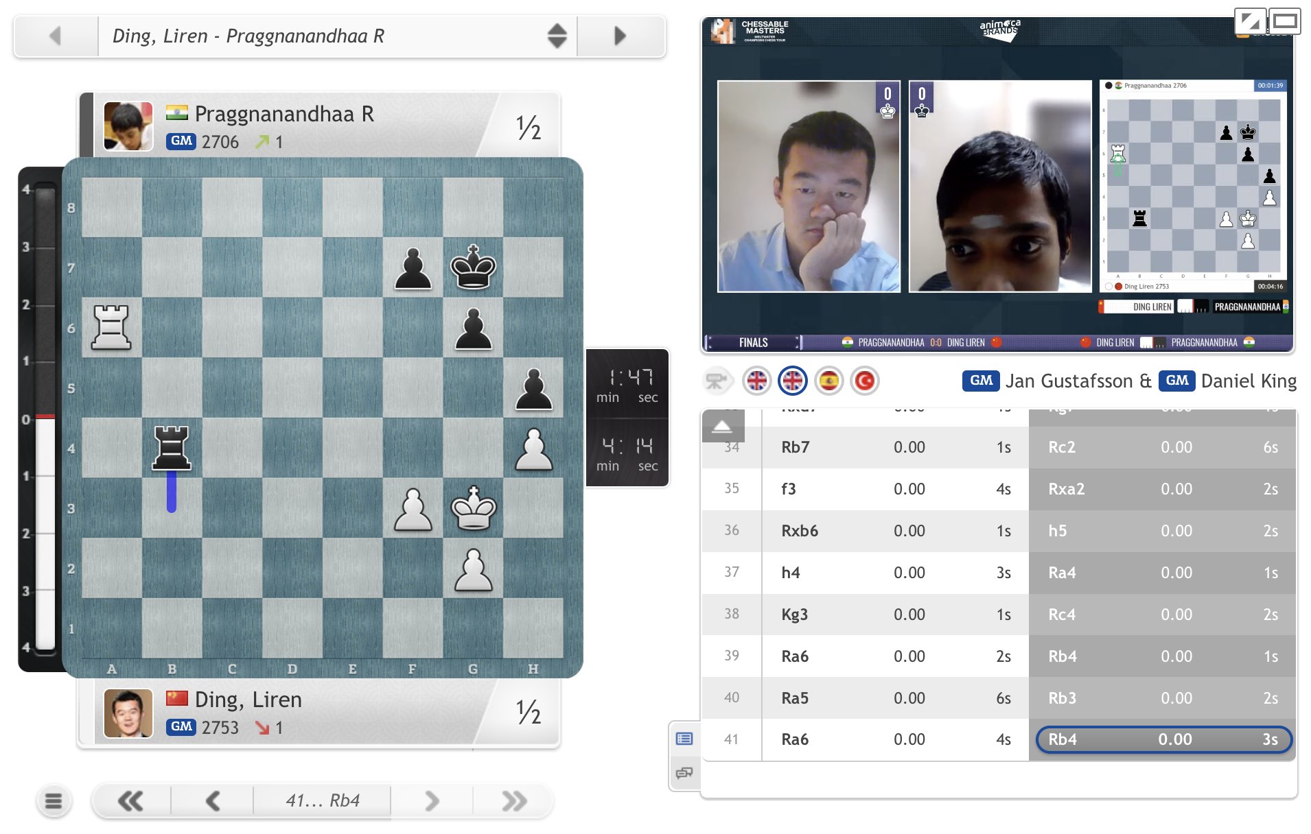 chess24.com] Ding Liren finally concedes a draw, which costs him 2.9 rating  points! chess24.com/en/watch/live-… #c24live : r/chess