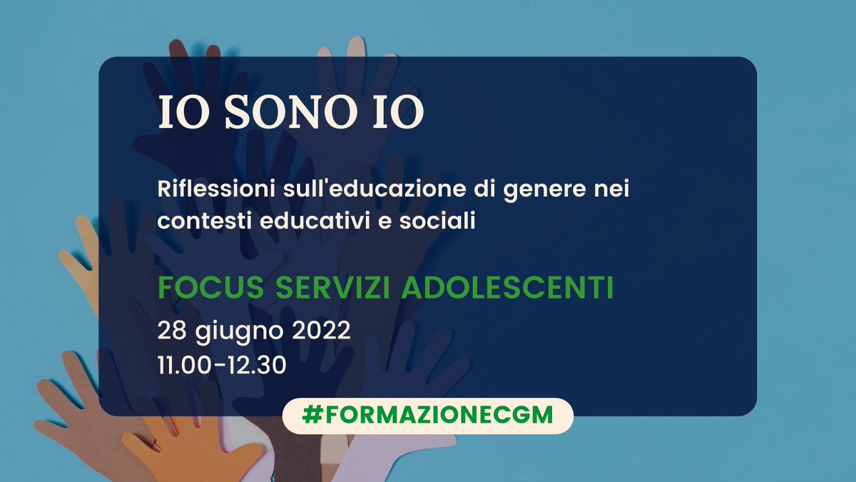 #webinarcgm #cantiereeducazione

Come promuovere l'#educazione di #genere nelle scuole e nelle relazioni?

Due webinar dedicati al tema dell'educare al genere nei servizi 06 e nei servizi adolescenti 

Ti aspettiamo, iscriviti qui forms.office.com/r/br2Fuq8qGH