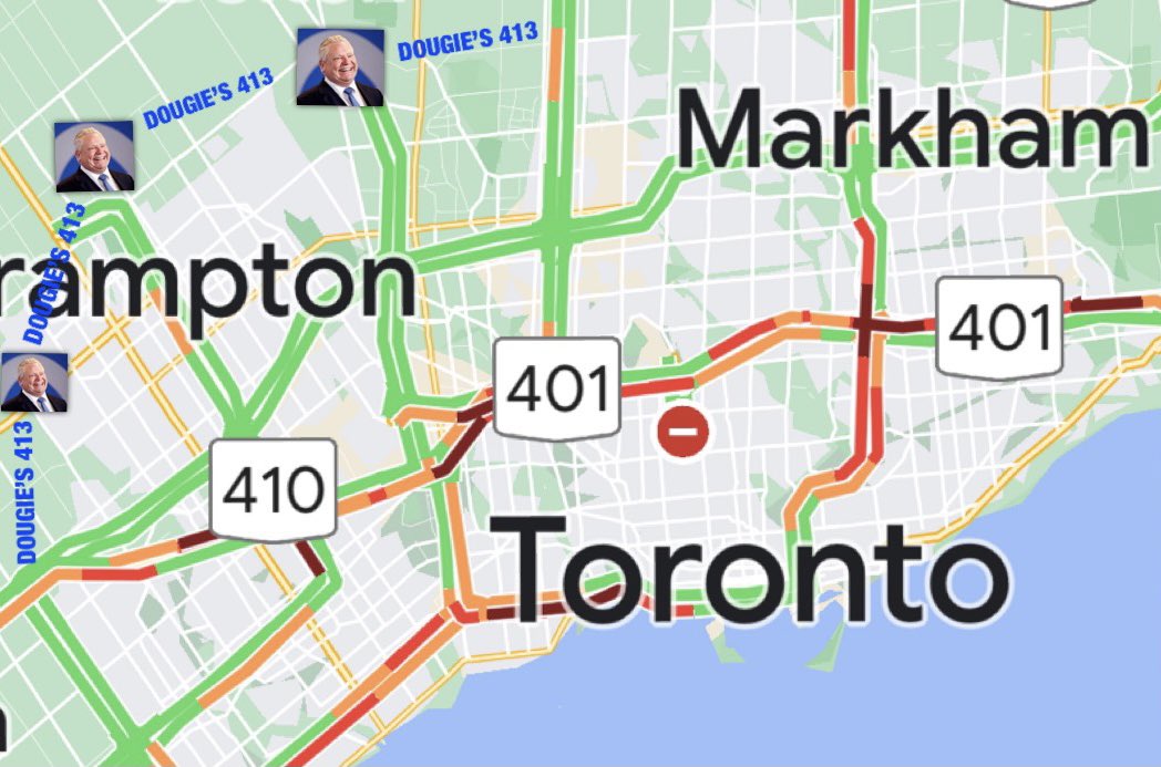 danrosenbergnet's tweet photo. How bad does Doug Ford have to be at reading maps to think that this proposed route for the 413 will help solve traffic problems in the GTA? https://t.co/oh4nLLz7Xu