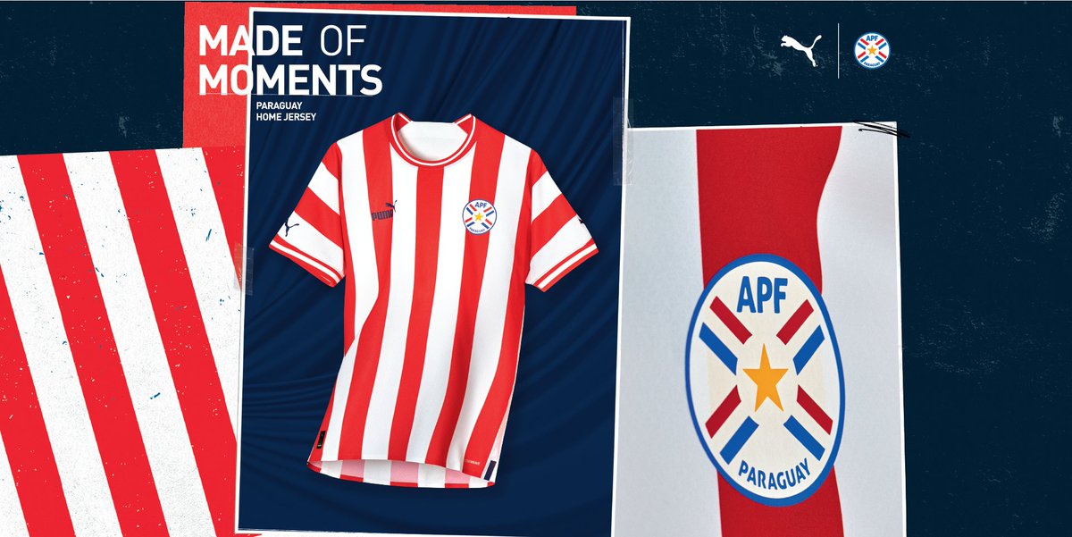 PUMAParaguay's tweet image. La casaca oficial en su versión HOME de la @albirroja, saluda a los campeones de 1979. Con un diseño retro inspirados en el título ganado en la Copa América de ese año.