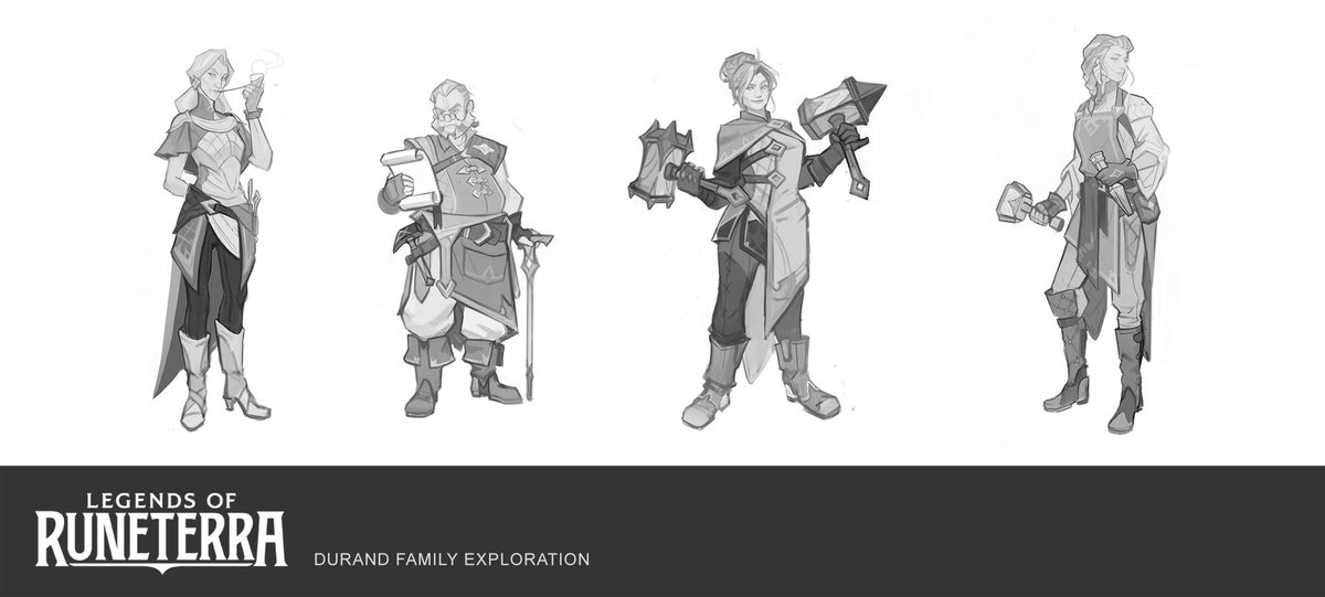 The sketches! The children were scrapped, I think they were a bit too young ! I tried to go for "renaissance sculptors/artists" feel with the costumes and played around with diamond shapes as if it was there symbol (also it's sturdy and refined like the work they do!)
