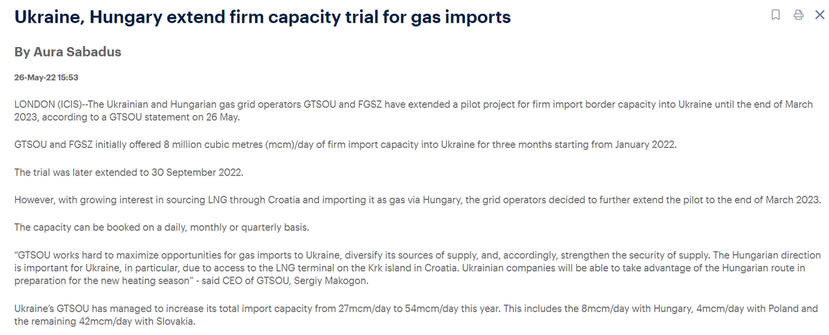 ASabadus's tweet photo. #Ukraine's @GasTSOua and #Hungary's #FGSZ extend a trial for firm border capacity into Ukraine to next year as interest for gas imports sourced as #LNG in #Croatia and transiting Hungary likely to rise. https://t.co/r5hAeQHBx7