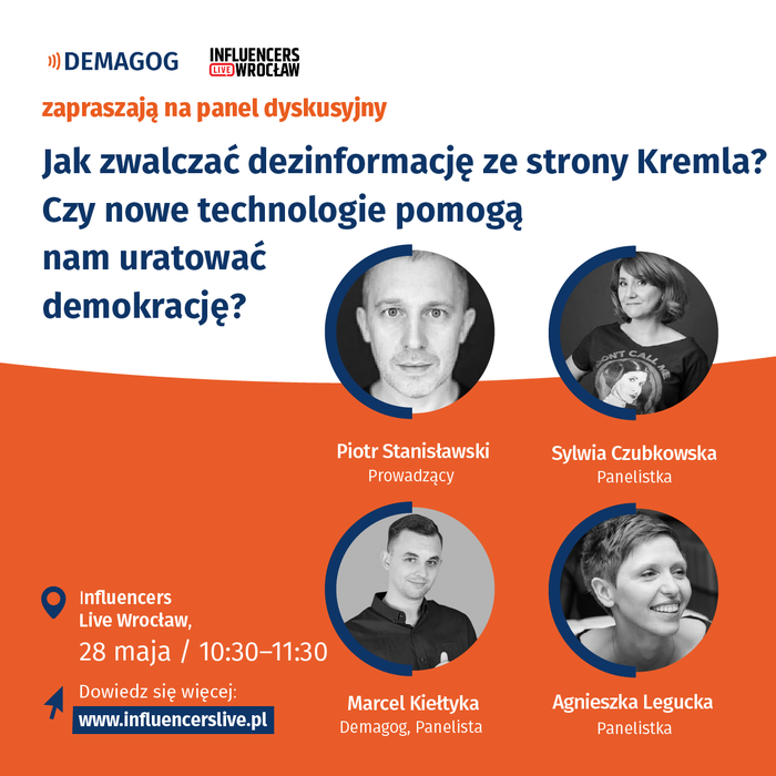 W sobotę 28 maja o 10:30 na <a href="/ilwroclaw/">Influencer LIVE Wrocław</a> pojawimy się także na panelu omawiającym dezinformację rosyjską! 

W rozmowie udział wezmą <a href="/MarcelKieltyka/">🔎 Marcel Kiełtyka</a>, <a href="/sylvcz/">Sylwia Czubkowska</a> oraz <a href="/ALegucka/">Agnieszka Legucka</a>, a spotkanie poprowadzi <a href="/piotreks/">Piotr Stanislawski</a> z <a href="/Crazy_Nauka/">Crazy Nauka</a>.

Bądźcie z nami!

ℹ️ influencerslive.pl