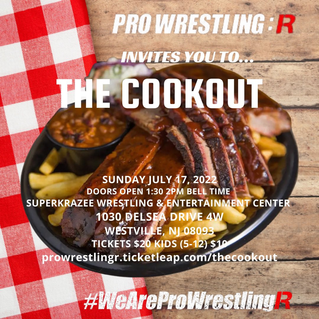 ProWrestlingR1's tweet photo. Who’s coming to #TheCookout? 
#YallHungry?
#LetsEat 
#WeAreProWrestlingR

https://t.co/D5TskqKJE1 https://t.co/WcnDOGl7al