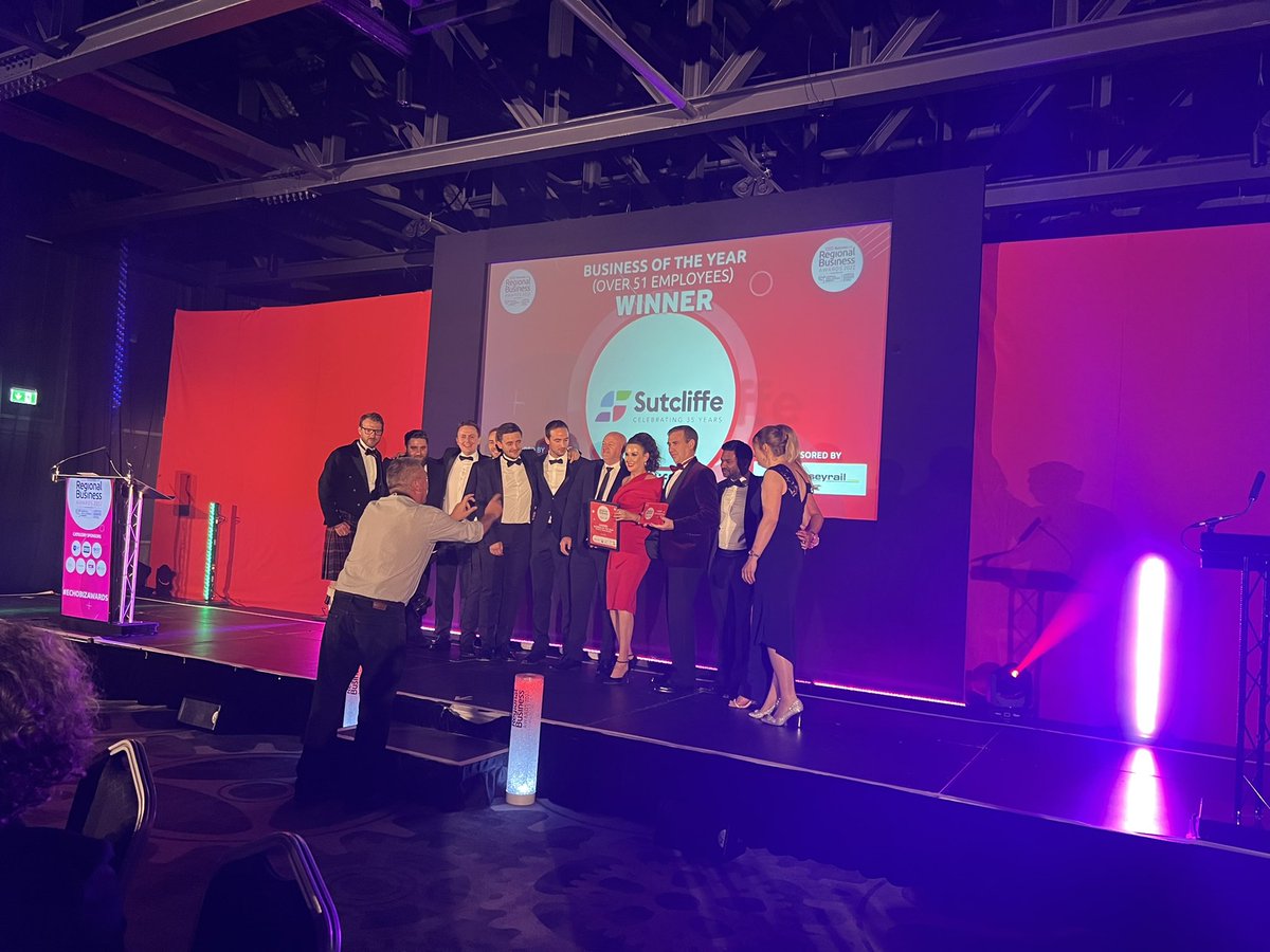 This year’s winner of Business of the Year (over 51 employees) is Sutcliffe! Congratulations to the team at Sutcliffe <a href="/Sutcliffe_1985/">Sutcliffe</a> #ECHOBIZAWARDS <a href="/LJMU/">Liverpool John Moores University</a> <a href="/merseyrail/">Merseyrail</a>
