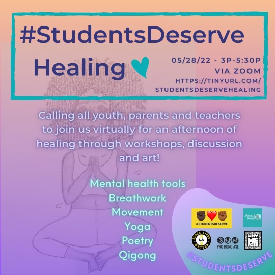 WE keep us safe. 

Join us this Sat. May 28th from 3-5:30pm for a space for students, parents &amp; teachers to be in community and receive tools to support our healing. 💛