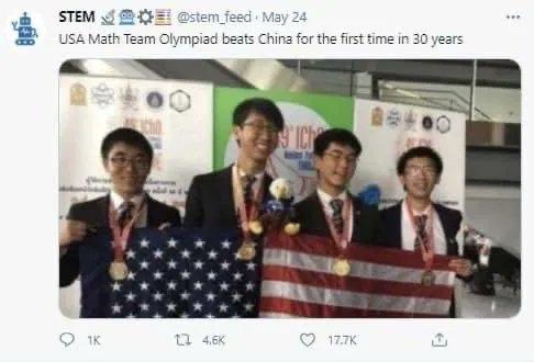 Stuepige Bevidstløs foder Alvin Foo on Twitter: "For the first time in 30 years, the USA Math Team  Olympiad beats China. 😂 https://t.co/m8CRMRz5rn" / Twitter