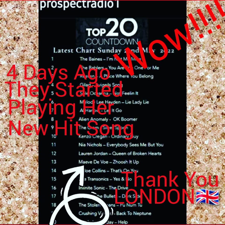author_stewart's tweet photo. Thank You @ProspectRadio1 What an awesome station! Love your song choices and love @MaeveDeVoe and her new hit single #top20playlist #zhooshitup #zhoosh #londonmusic #ukmusic 
#americangirl🎵 
#genzartist #operaticelectropop https://t.co/GD5F0D02JG