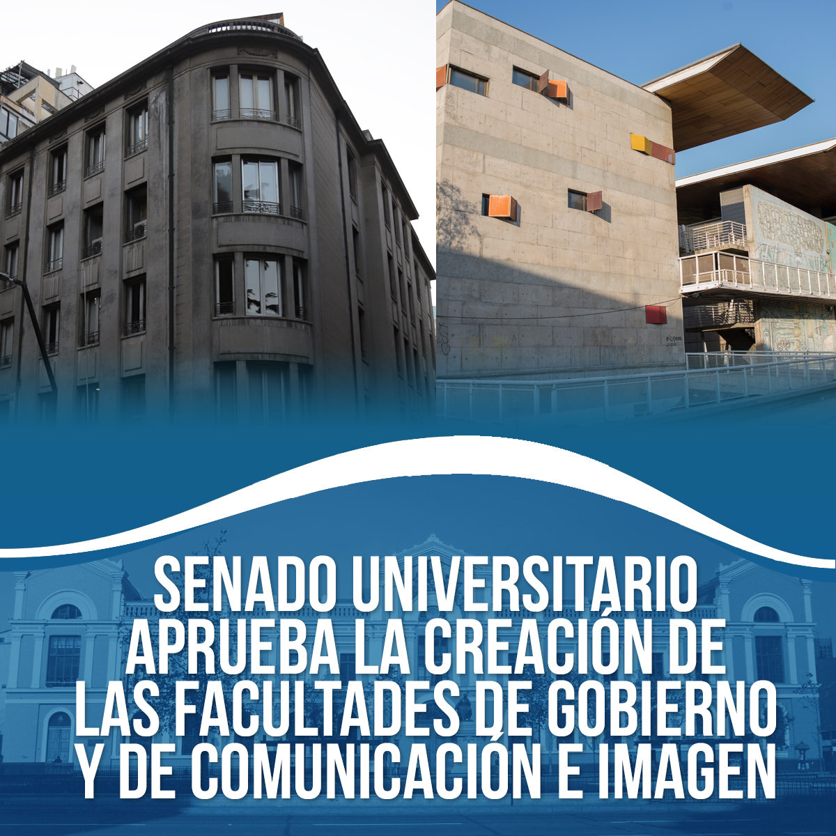 👏¡Jueves histórico! Senado aprobó la creación de la Facultad de Comunicación e Imagen @ICEIUChile y de la Facultad de Gobierno @inapuchile. Con esto se hace realidad un anhelo de años de las comunidades de ambos institutos.

🔵Ahora la propuesta debe ser promulgada por Rectoría