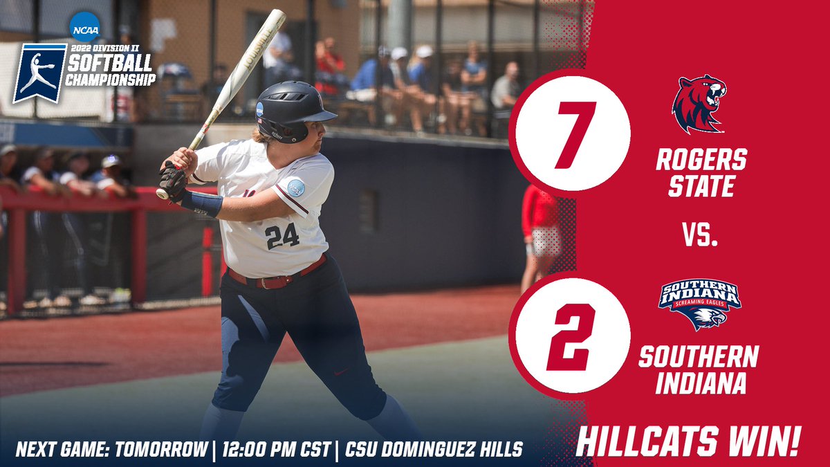 Hillcats take down the Screaming Eagles! 

Abbey Rogers (HR &amp; 4 RBI) and Kimi Presnell (3 hits &amp; 1 RBI) led the way offensively! RSU advances to play CSU Dominguez Hills tomorrow at 12:00 PM CST! 

#MakeWay
