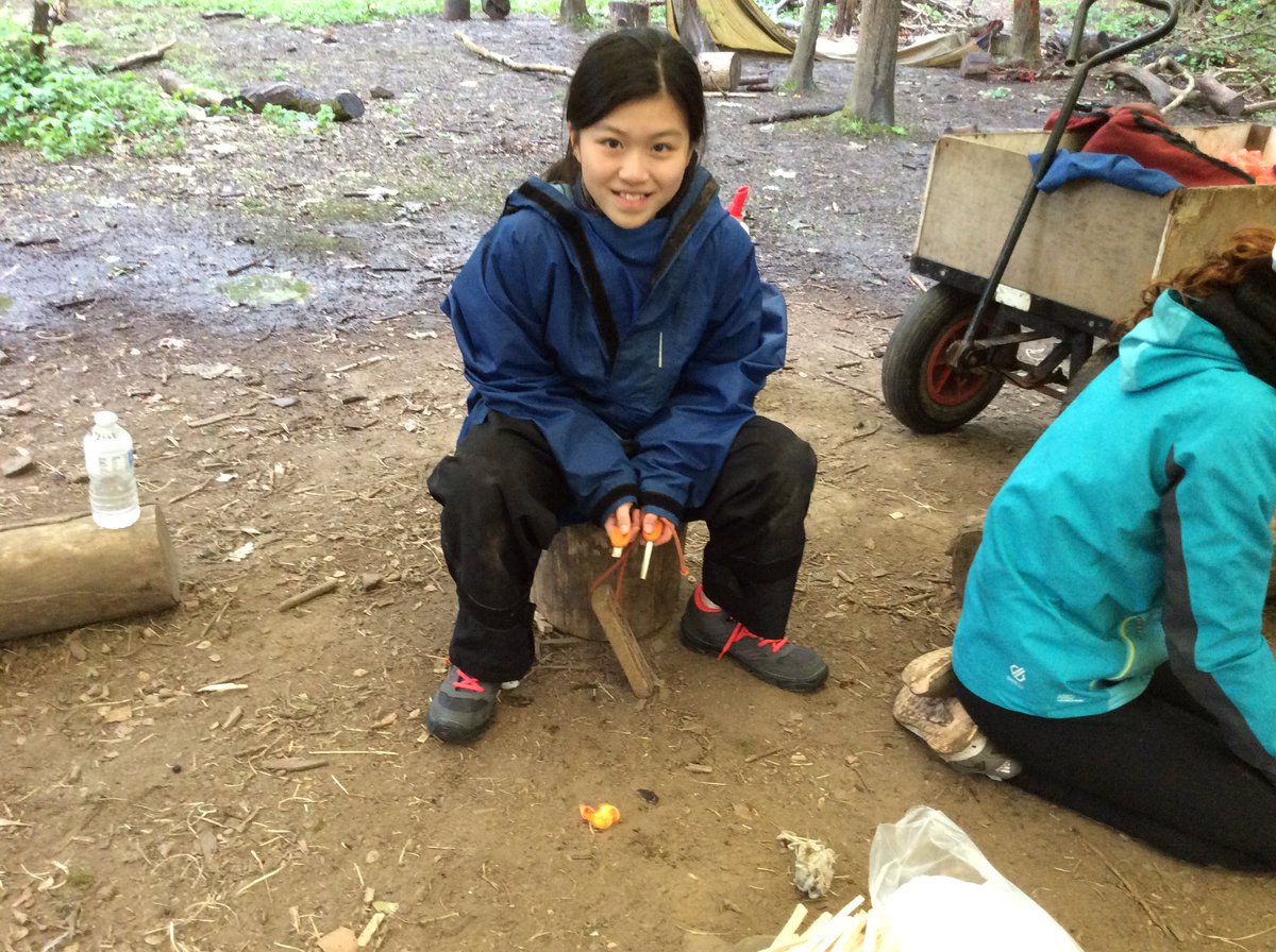 StPhilipsY6C22's tweet photo. Bushcraft skills include starting a fire do we can toast marshmallows. It took a bit of practice and some skill to get a spark! #teamstphilips #stphilipsy6residential https://t.co/mkMraAg2sD