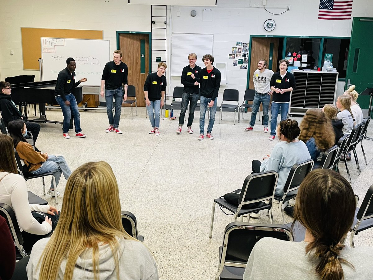It was great fun hosting “The Innocent Men” a cappella ensemble from UW-Eau Claire (and Park Choir alum Mason Kimbell) during today’s choir classes … They were outstanding!