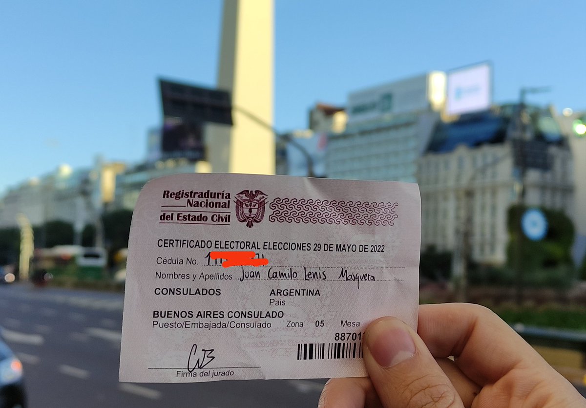 SerLenis's tweet image. Deber cumplido. Desde #Argentina votamos por una patria libre, justa y soberana. Ojalá y llegue el cambio y la justicia social en #Colombia
#ElCambioEnPrimera #PetroYFranciaSonElCambio 
@PactoCol @UP_Colombia