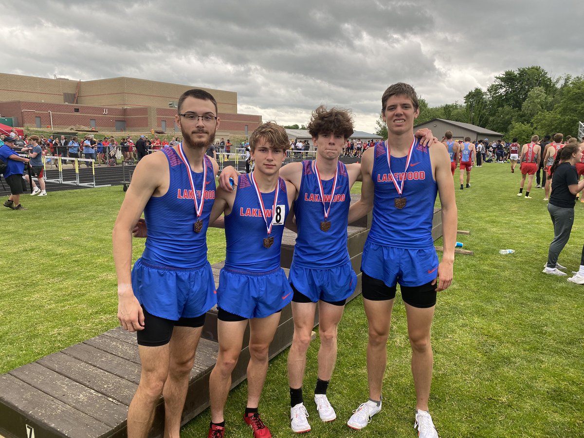 LWHSLancers's tweet photo. Your 5th place Regional Championship 4x800 Relay team! Jon Holbrook, Corey Rafferty, Ryan Byers &amp; Aidan Bowman! Thanks to @newarkurt for covering our athletes!  @lhslancersxctf @lakewoodlocalsd https://t.co/CBDXupQktt