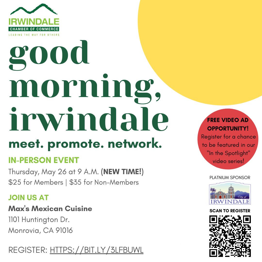 Thank you to everyone who attended today's #GoodMorningIrwindale!

Special thanks to our May Business of the Month Honoree, <a href="/LemonDropCookis/">LemonDropCookieShop</a> and our host for this event, Max's Mexican Cuisine in Monrovia.