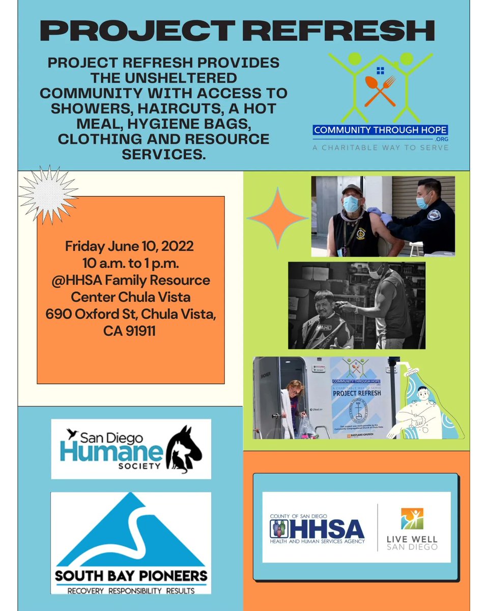 CTH465's tweet image. Excited to be taking #ProjectReFresh mobile through our event JUNE 10TH @SDCountyHHSA.