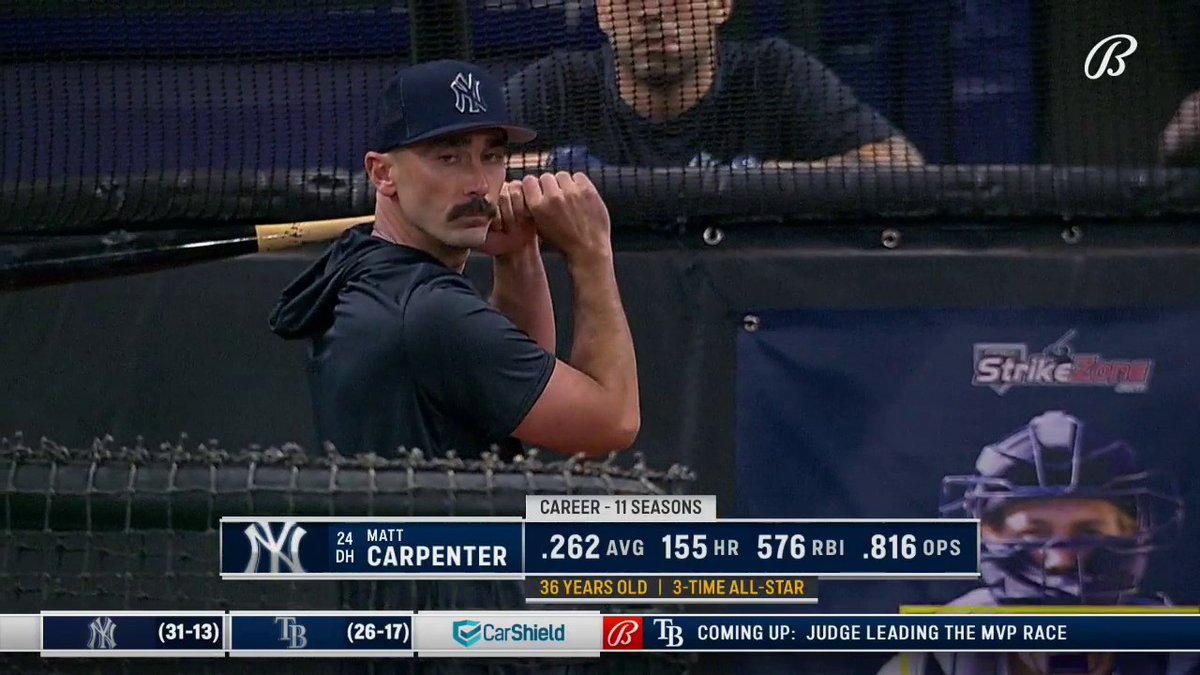 Yankees Matt Carpenter rocks new lucky mustache