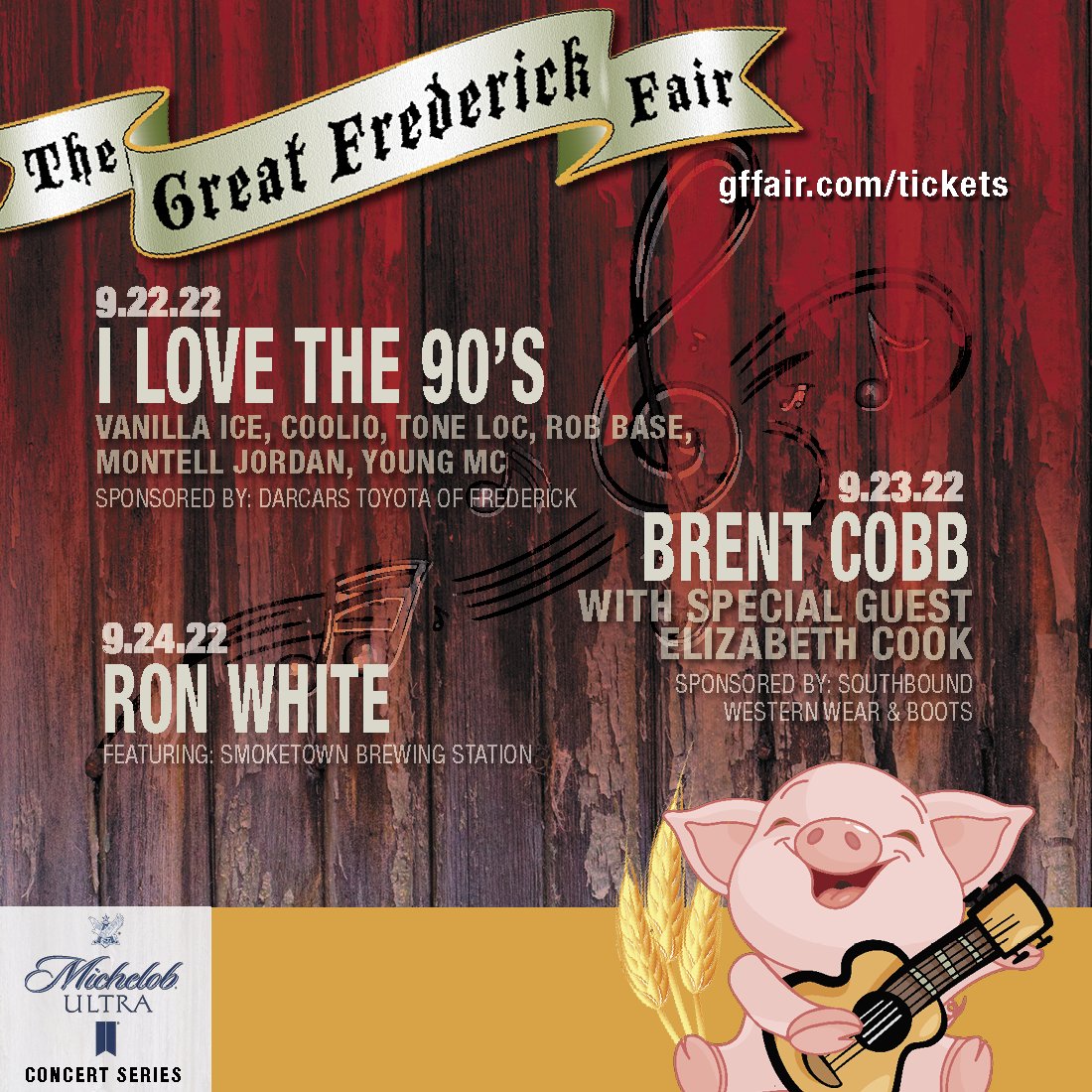 🧨 TICKETS ON SALE NOW!
The Great Frederick Fair returns September 16-24. Catch our 2022 Grandstand Series featuring <a href="/christomlin/">Chris Tomlin</a> <a href="/ClayWalker/">Clay Walker</a> the I Love The 90s Tour, <a href="/Brent_Cobb/">Brent Cobb</a> <a href="/Ron_White/">Ron White</a> &amp; a special show to be announced on July 13. Grab your tix now--> bit.ly/GFF_Menu_TW