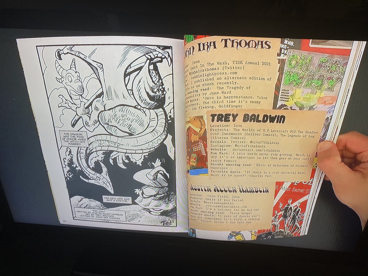 austinahamblin's tweet photo. I can check something off my creative bucket list today! I had something on @CartoonKayfabe a story I wrote @ArtofTCBaldwin drew and @johnirathomas lettered! They even commented on Trey’s art it was a good day! #makecomics #cartoonistkayfabe #grind #wizerd https://t.co/LmhXZjJyjF