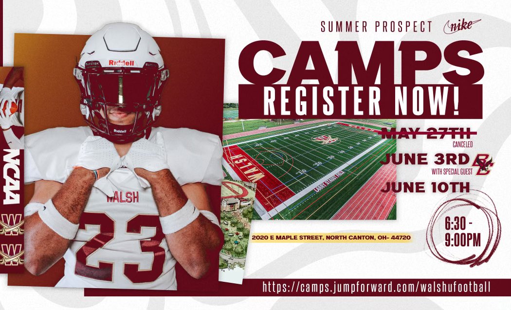 🚨NOTICE🚨 ❌MAY 27TH CAMP HAS BEEN CANCELED❌ NEXT CAMP IS JUNE 3RD WITH @BCFootball