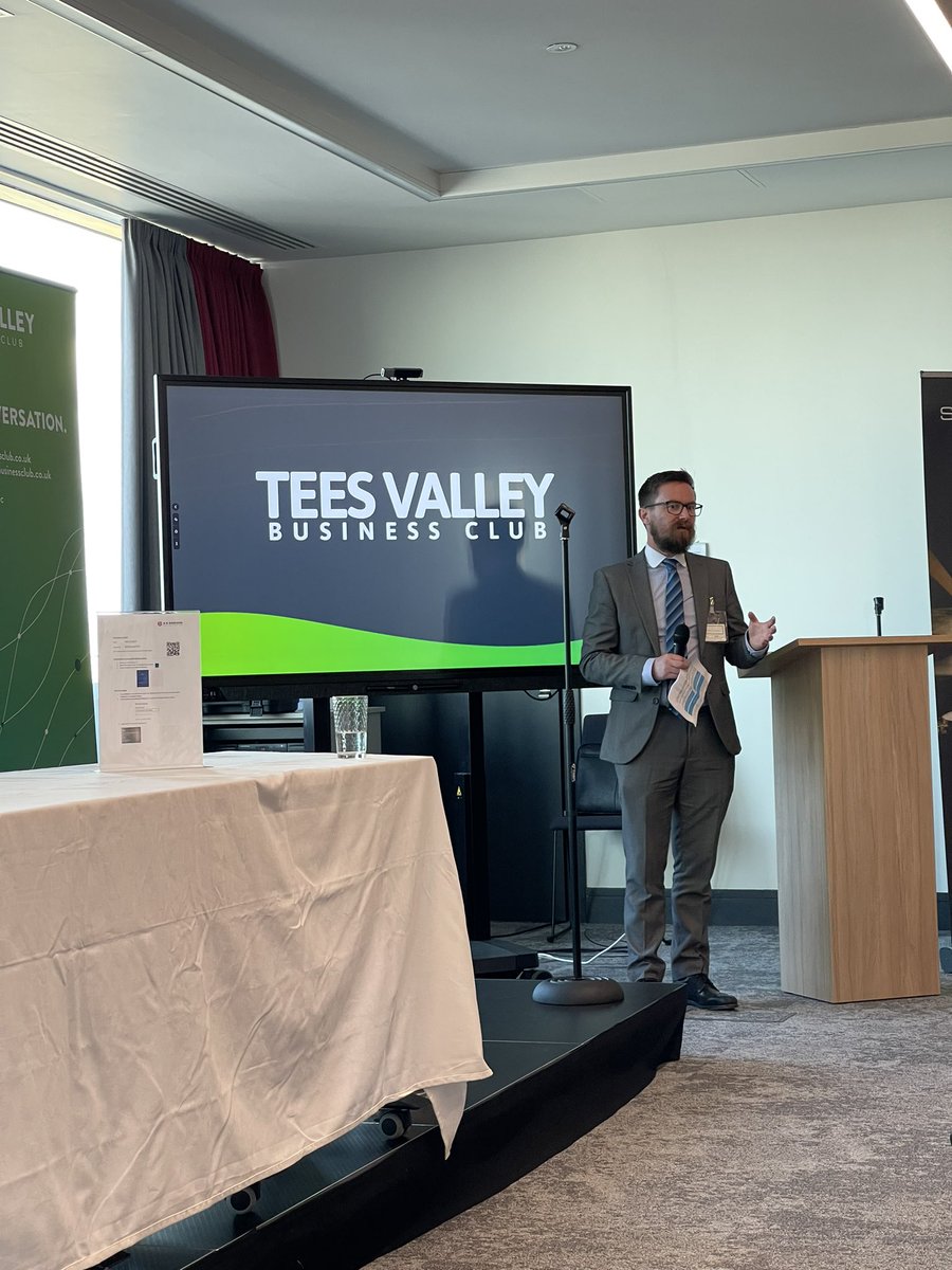 Up next we have James Latcham, business growth fund manager at @TeesValleyCA telling members about the support programmes available. #TVBCMembers