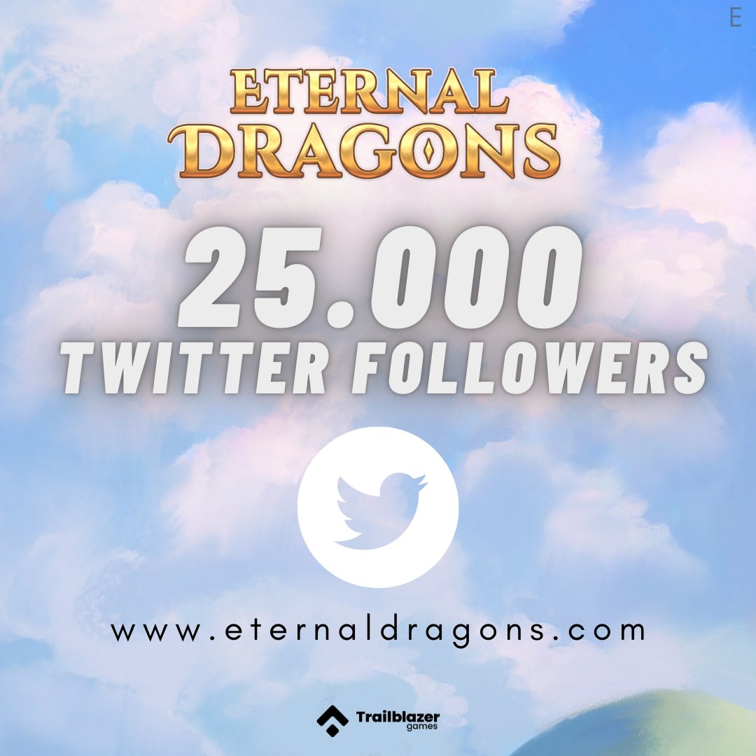 We are flying!🐉

Thank you for 25.000 Twitter followers!

To celebrate, we are giving out 5 whitelist spots!

1⃣ Follow @EternalDragons_
2⃣ Retweet 
3⃣ Tag 2 friends

#NFT #nftart #nfts #nftcollector #NFTCommunity #SolanaCommunity #gaming #PlayToEarn
