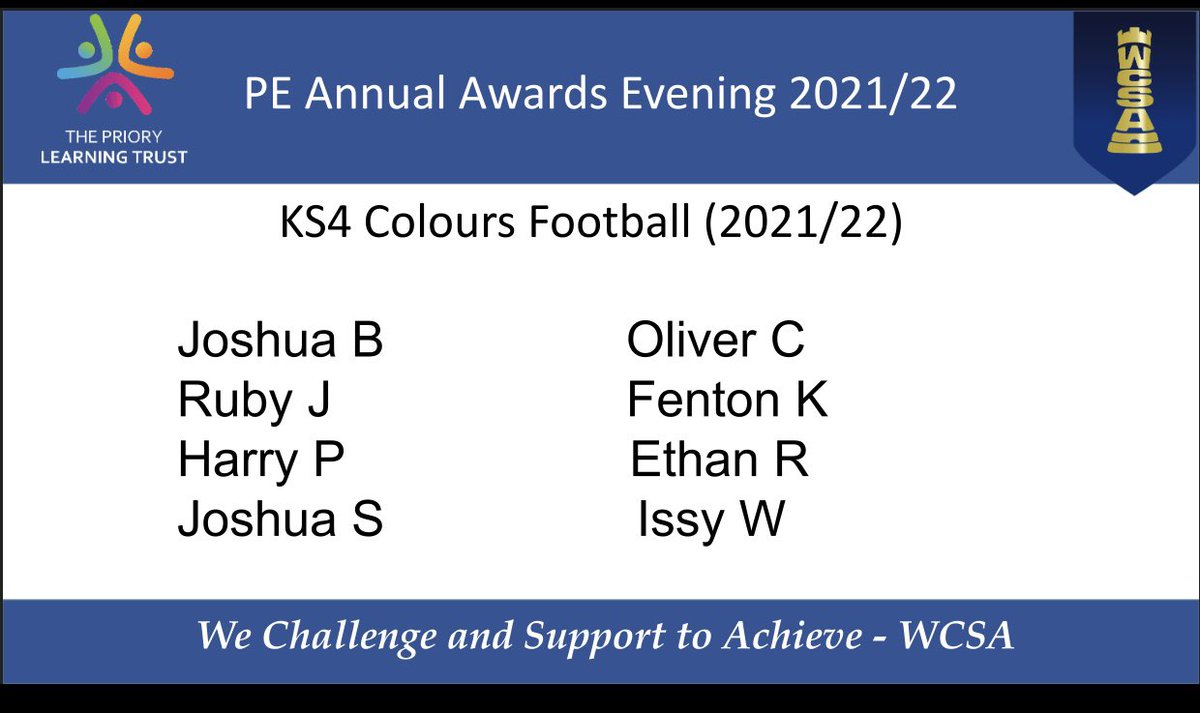 Football KS4 colours goes to…