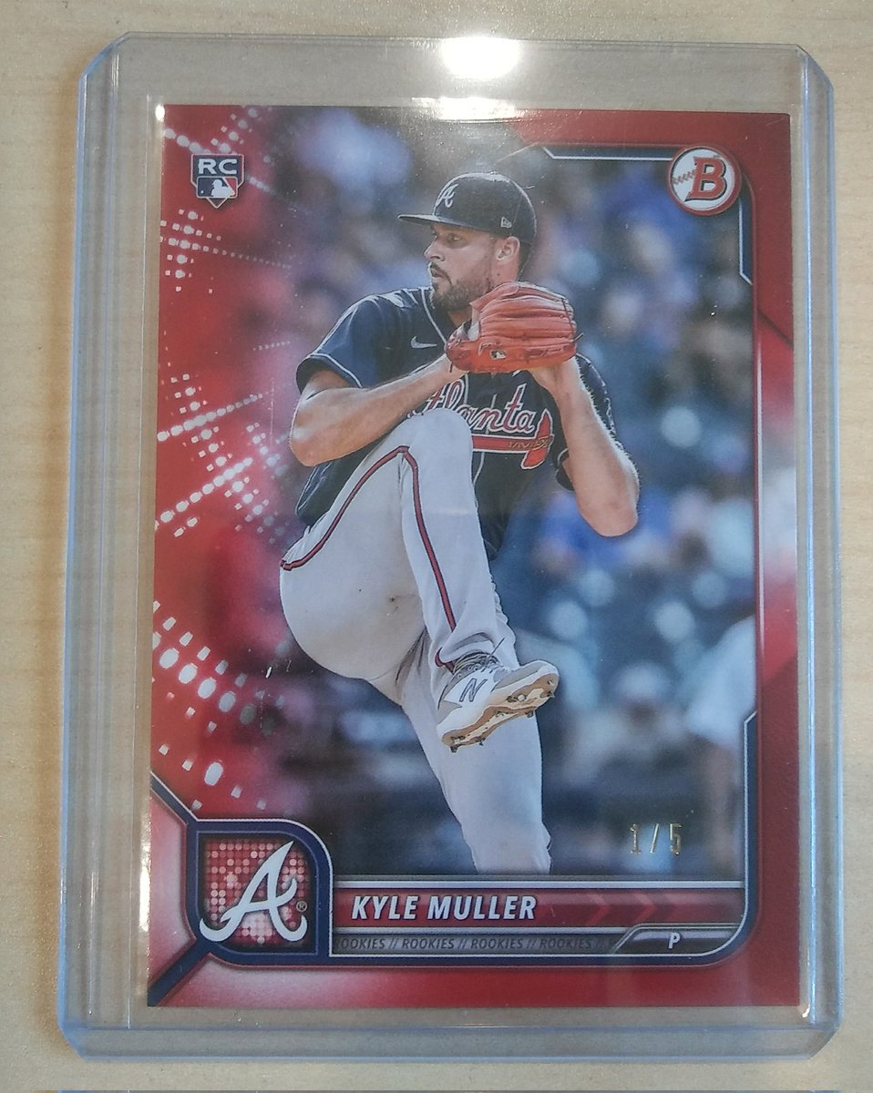 Hey out there in twitter land; #BaseballCard hobbyists.
Anyone interesting in trading for either of these 2 2022 #Bowman hits?
Atlanta Braves Kyle Muller /5 Red (anyone working on that rainbow?)
Cleveland Guardians /25 Orange Invicta Gabriel Arias.
Both breaks hits. https://t.co/XVX6t4u6EV