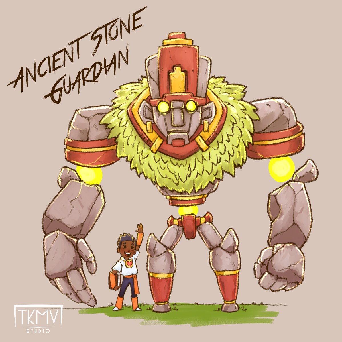 TKMV_STUDIO's tweet photo. Behold! A kid's best friend, The Ancient Stone Guardian!!

#characterdesign #childrensbookillustration #fantasyart #clipstudiopaint #digitalart #bestie #CartoonArt https://t.co/wcnZQ3fr2b